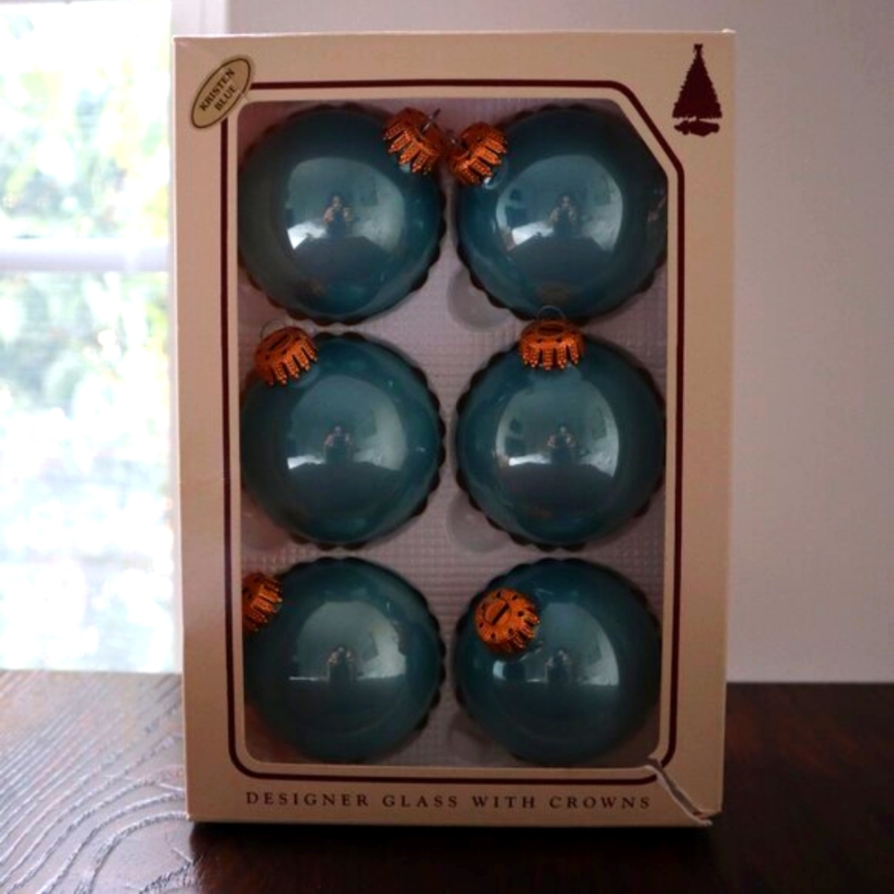Vintage Christmas by Krebs Set of 6 Glass Christmas Ornaments